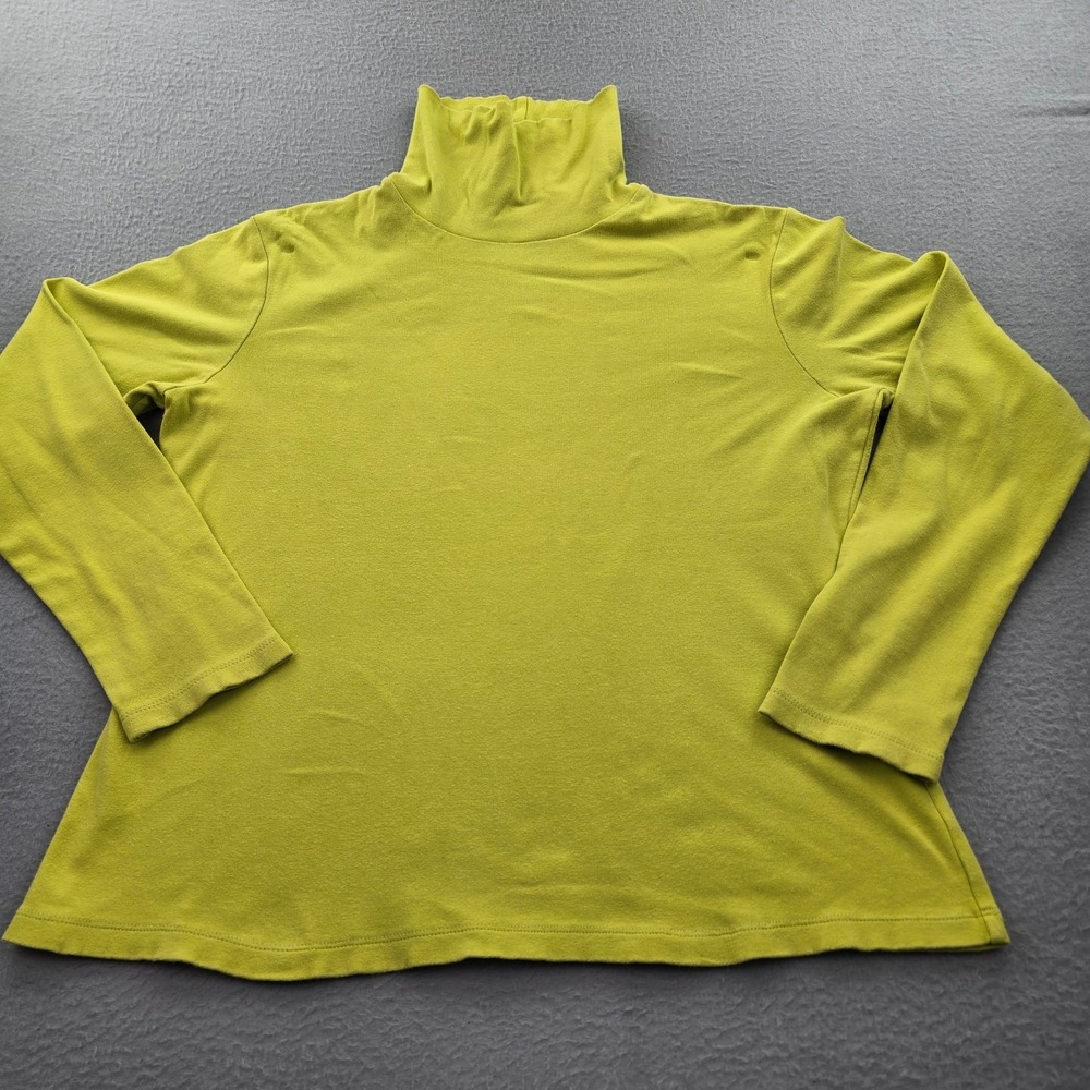 Womens Top Chartreuse Long Sleeve Turtleneck Oversized Pullover Casual Wear - Picture 2 of 6